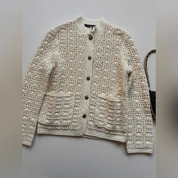 LORO PIANA Arola crocheted cashmere-blend cardigan - Picture 6 of 12